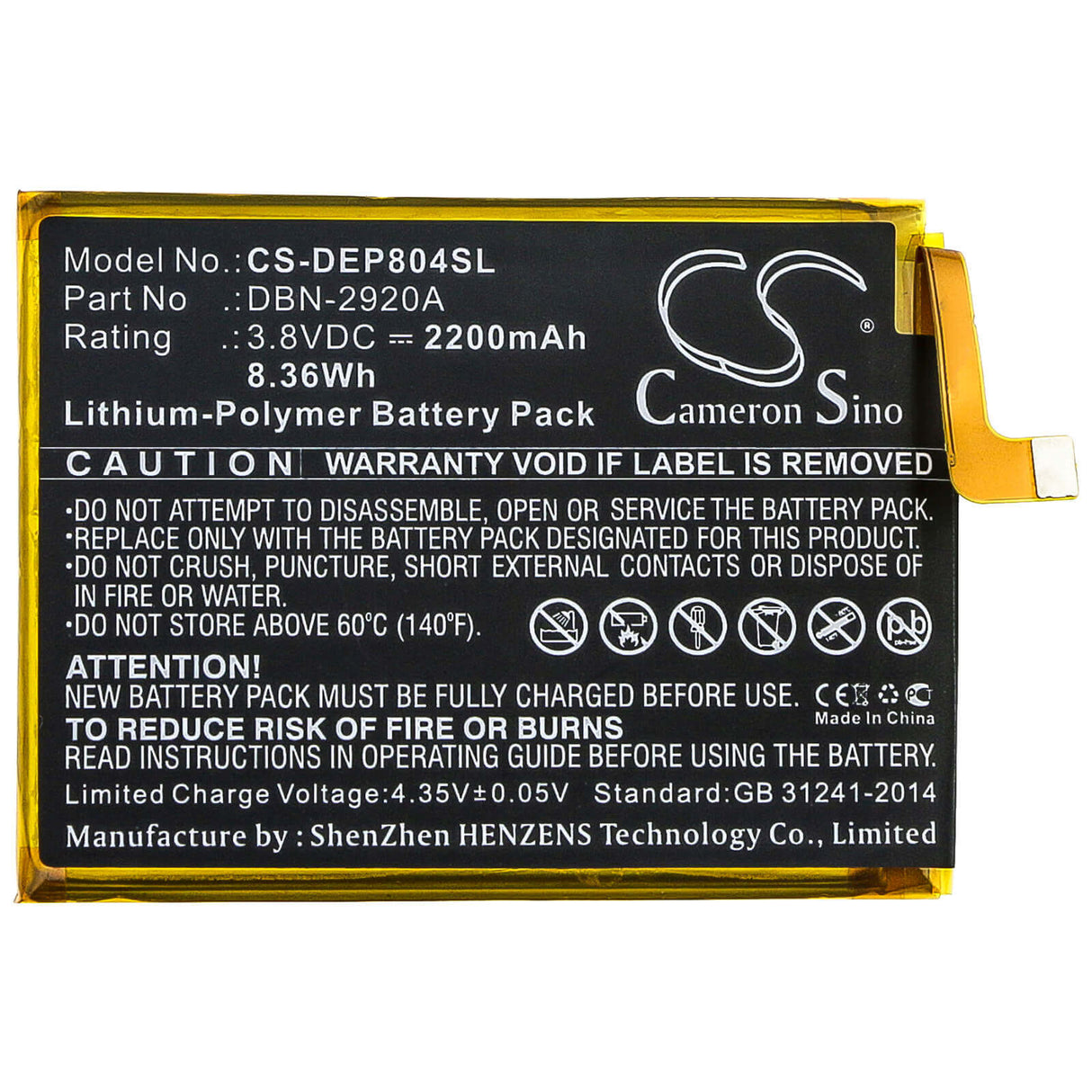 Battery For Doro, 8040, Dsb-0090, 3.8v, 2200mah - 8.36wh Mobile, SmartPhone Cameron Sino Technology Limited   