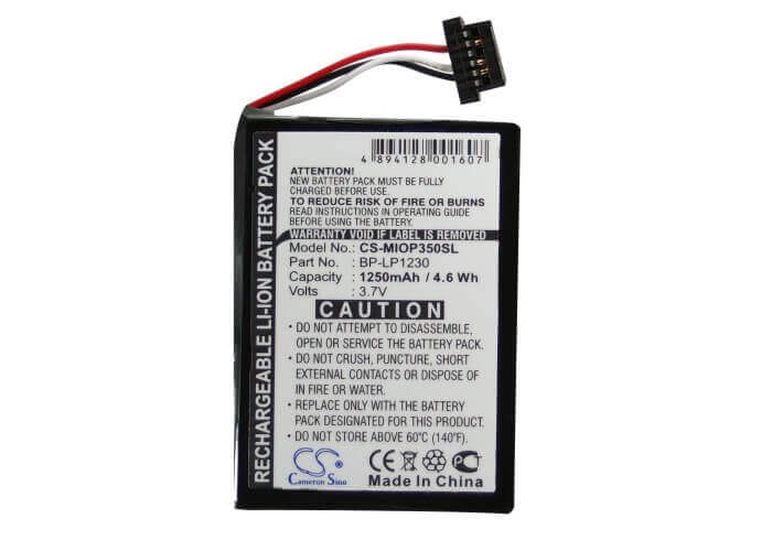 Battery For Dunlop Navi 6000 3.7v, 1250mah - 4.63wh GPS, Navigator Cameron Sino Technology Limited   