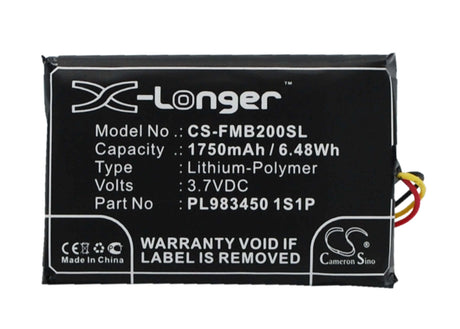 Battery For Falcom Mambo 2 3.7v, 1750mah - 6.48wh GPS, Navigator Cameron Sino Technology Limited   