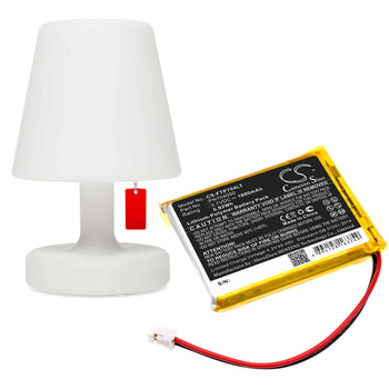 3.7V, Li-Polymer, 1600mAh, Led Desk Lamp battery fits Fatboy, Pn704050, Edison The Petit, Led Table Lamp Edison, 5.92Wh