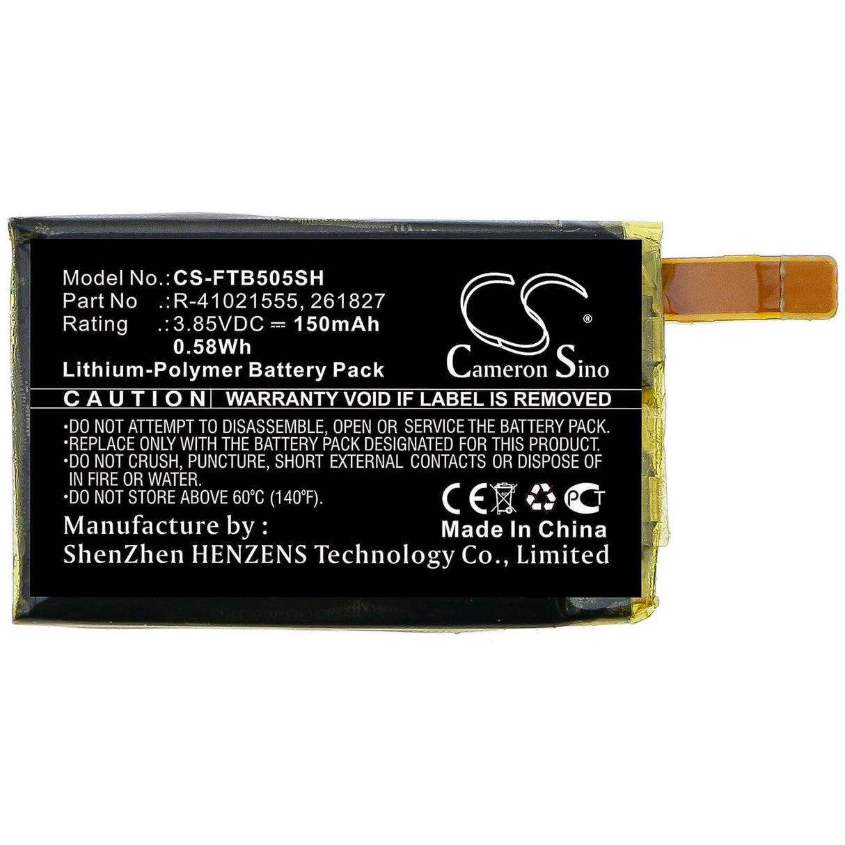 Battery For Fitbit, Fb504, Fb505, Versa 3.85v, 150mah - 0.58wh Batteries for Electronics Cameron Sino Technology Limited   