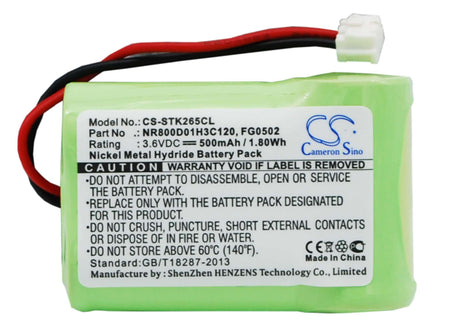 Battery For France Telecom, Amarys 265, Amarys 3.6v, 500mah - 1.80wh Cordless Phone Cameron Sino Technology Limited (Cordless Phone)   