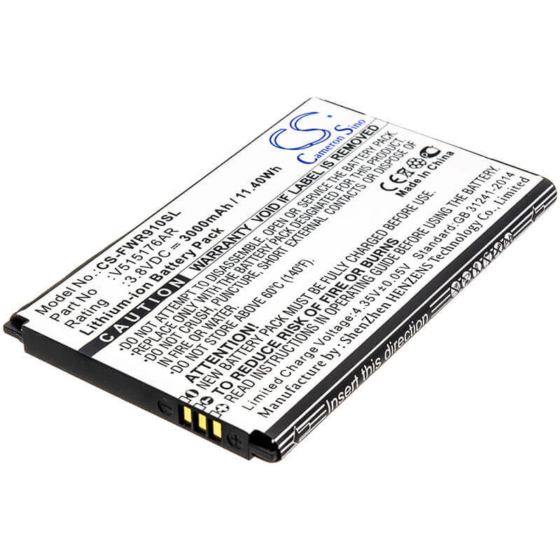 Battery For Franklin Wireless, R910 3.8v, 3000mah - 11.40wh Hotspot Cameron Sino Technology Limited   