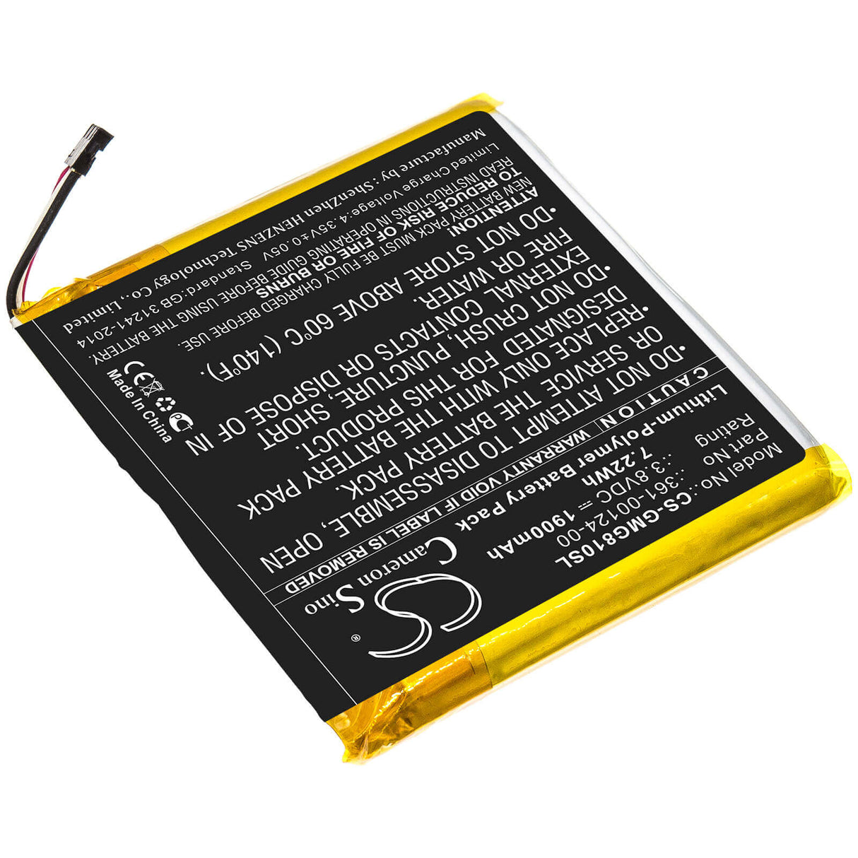 Battery For Garmin, Approach G80 3.8v, 1900mah - 7.22wh GPS, Navigator Cameron Sino Technology Limited   