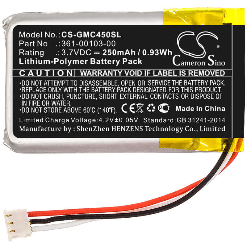 Battery For Garmin, Dash Cam 45, Dashcam 45 3.7v, 250mah - 0.93wh Dashcam Cameron Sino Technology Limited   