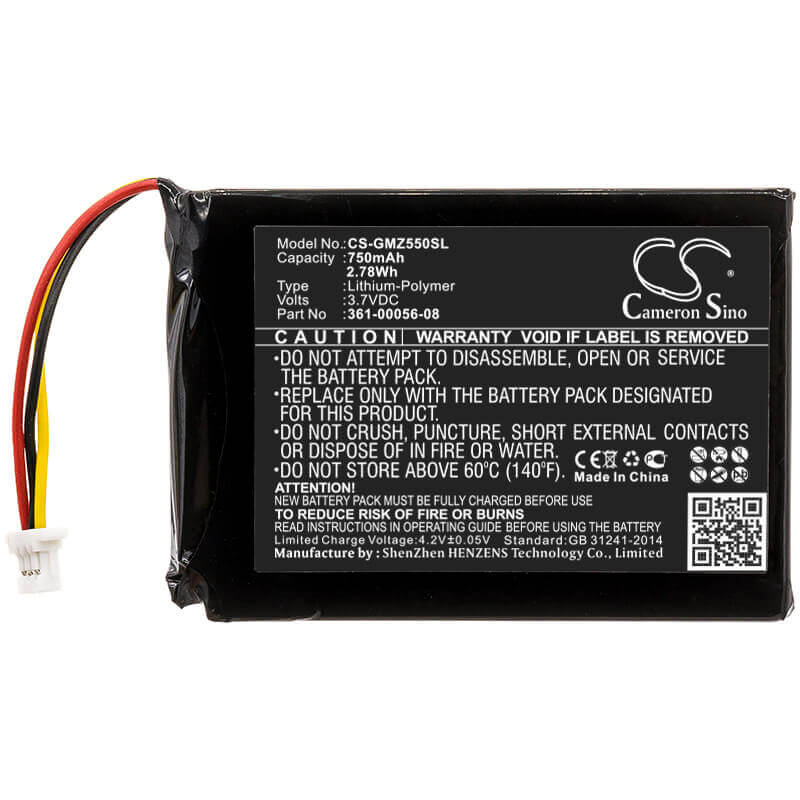 GPS battery For Garmin, Drivesmart 5, Drivesmart 55, Drivesmart 65 3.7v, 750mah - 2.78wh GPS, Navigator Cameron Sino Technology Limited   