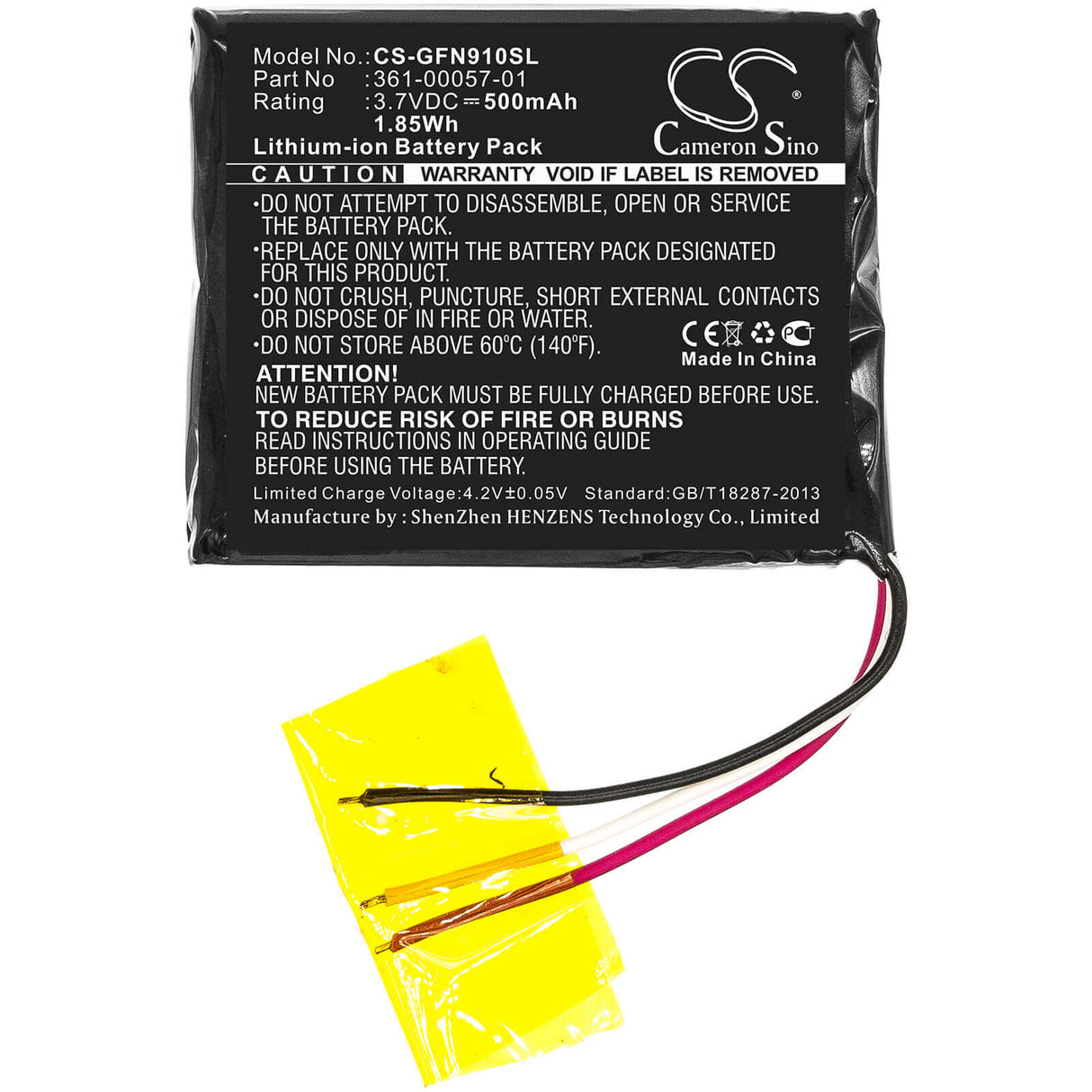 Battery For Garmin Forerunner 910xt 3.7v, 500mah - 1.85wh GPS, Navigator Cameron Sino Technology Limited   