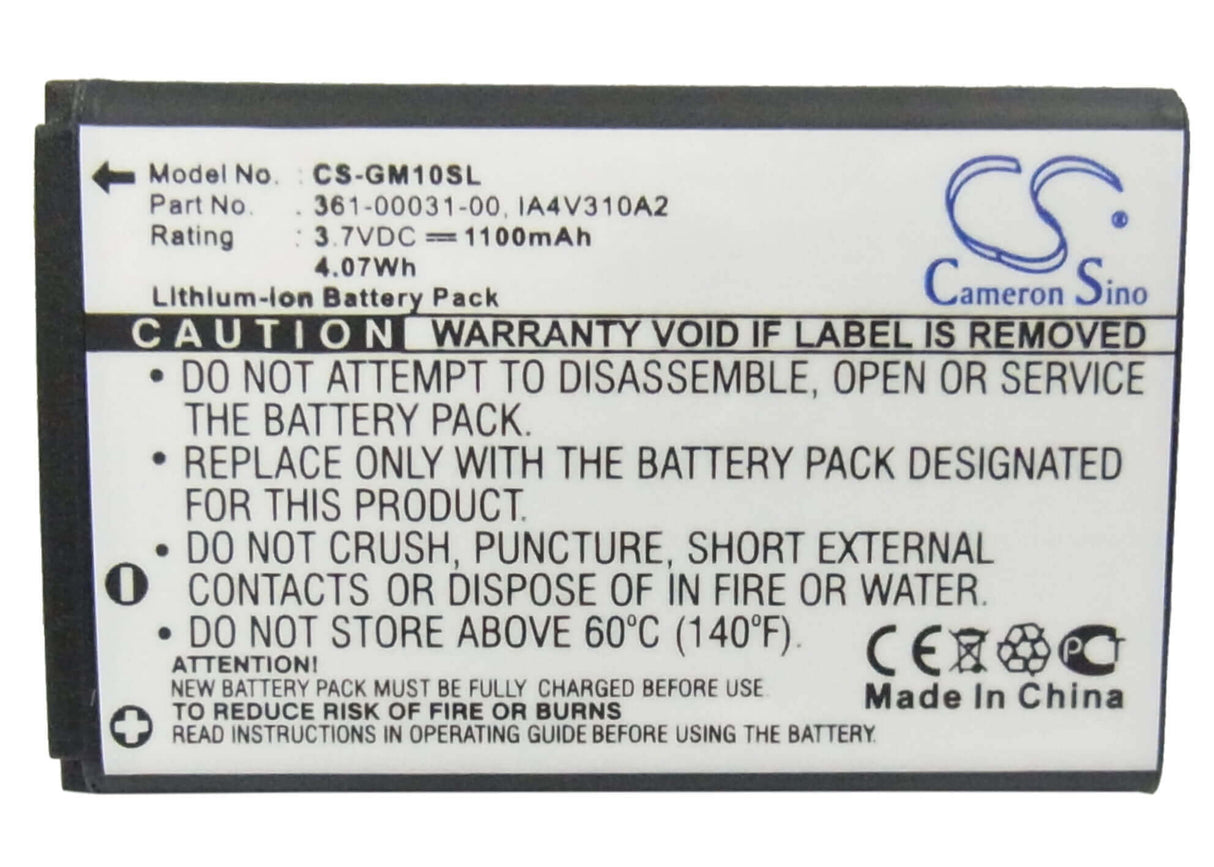 Battery For Garmin Gps Mobile 10, Gps Mobile 10x, Gps10 3.7v, 1100mah - 4.07wh GPS, Navigator Cameron Sino Technology Limited   