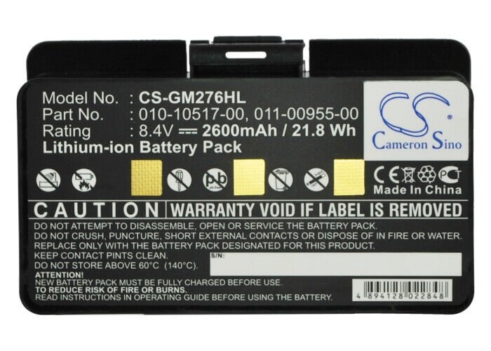 Battery For Garmin Gpsmap 276, Gpsmap 276c, Gpsmap 296, Gpsmap 376, 8.4v, 2600mah - 21.84wh GPS, Navigator Cameron Sino Technology Limited   