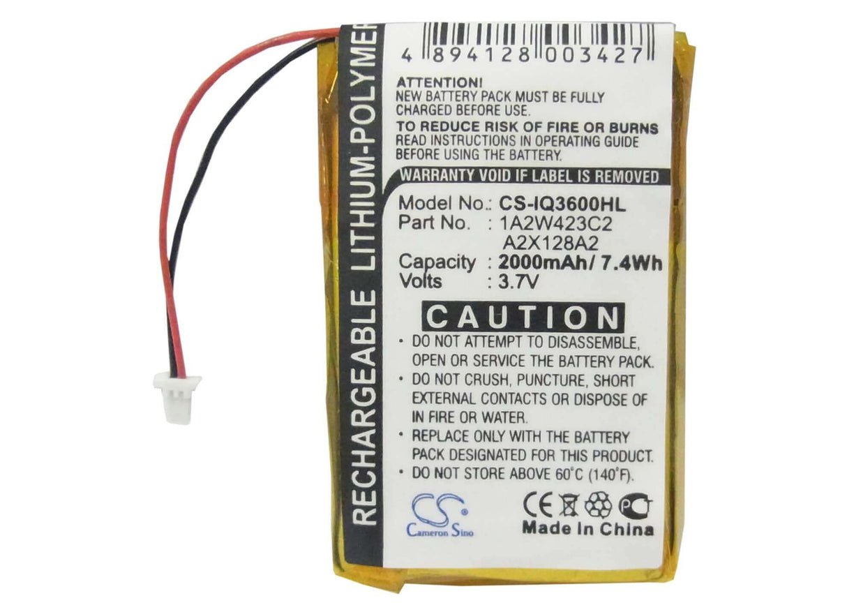 Battery For Garmin Ique 3200, Ique 3600, Ique 3600a 3.7v, 2000mah - 7.40wh GPS, Navigator Cameron Sino Technology Limited   