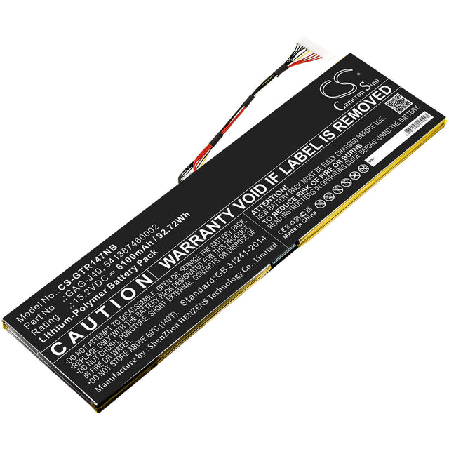 Battery For Gateway, Aero 14 K7 15.2v, 6100mah - 92.72wh Notebook, Laptop Cameron Sino Technology Limited   