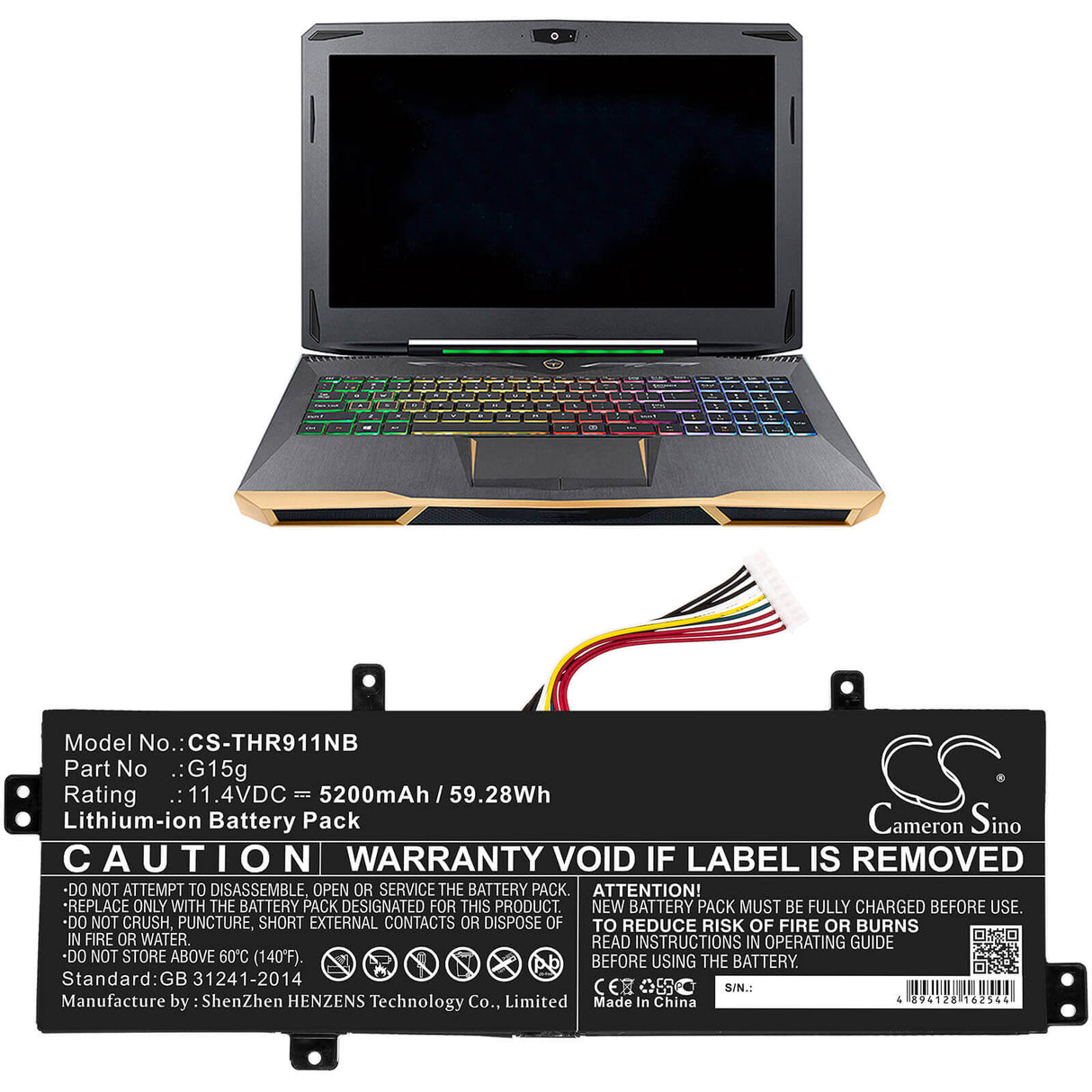 Battery For Gigabyte, Sabrepro, 15, Sabrepro 11.4v, 5200mah - 59.28wh Notebook, Laptop Cameron Sino Technology Limited   