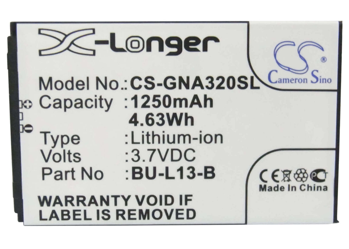 Battery For Gionee A320, A350, W360 3.7v, 1250mah - 4.63wh Mobile, SmartPhone Cameron Sino Technology Limited   