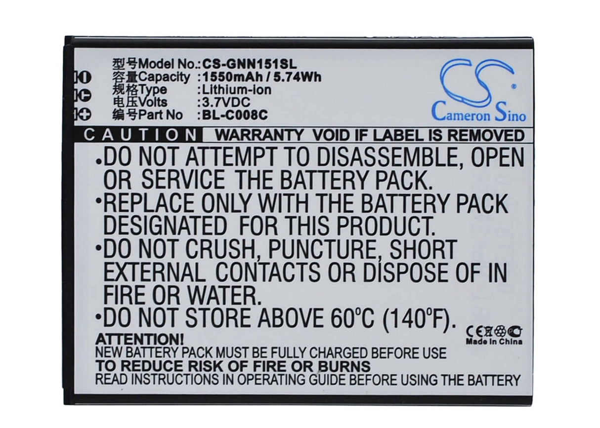 Battery For Gionee Gn151 3.7v, 1550mah - 5.74wh Mobile, SmartPhone Cameron Sino Technology Limited   