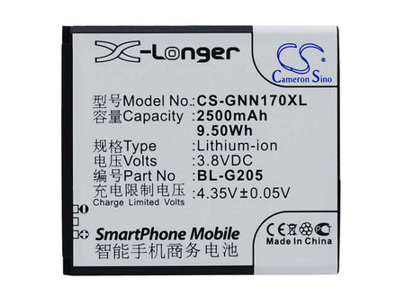 Battery For Gionee Gn170 3.8v, 2500mah - 9.50wh Mobile, SmartPhone Cameron Sino Technology Limited   