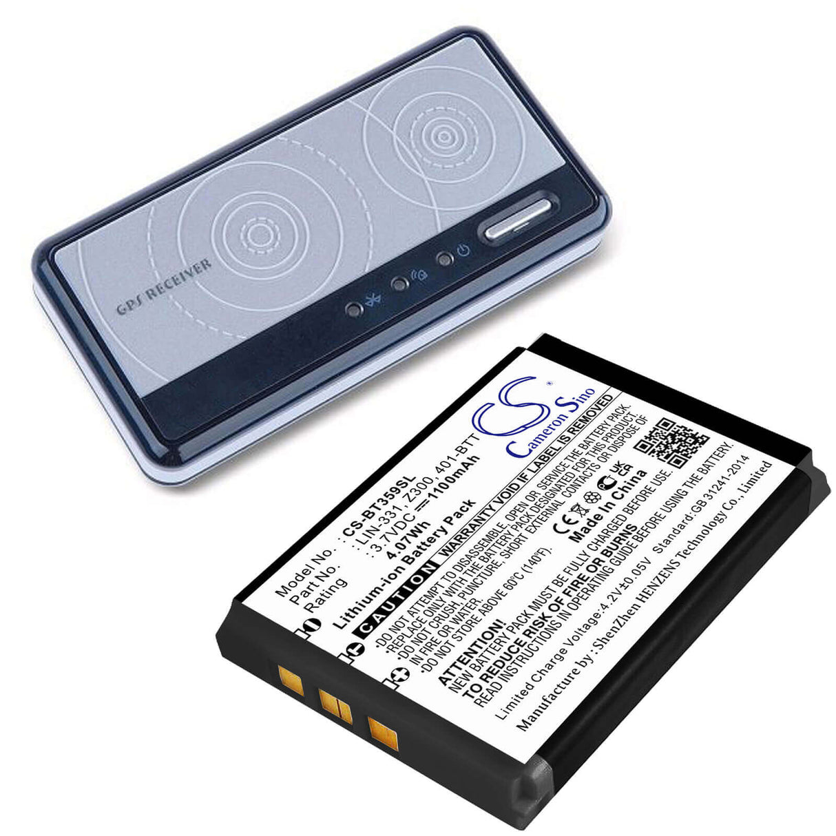 Battery For Globalsat Bt-359, Bt-359w, Tr-101 3.7v, 1150mah - 4.26wh GPS, Navigator Cameron Sino Technology Limited   