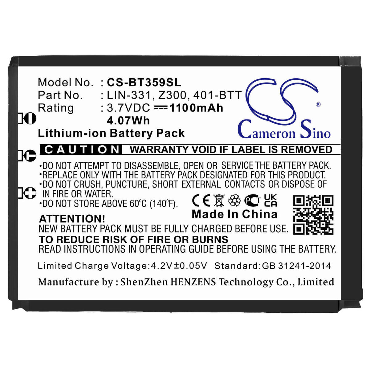 Battery For Globalsat Bt-359, Bt-359w, Tr-101 3.7v, 1150mah - 4.26wh GPS, Navigator Cameron Sino Technology Limited   