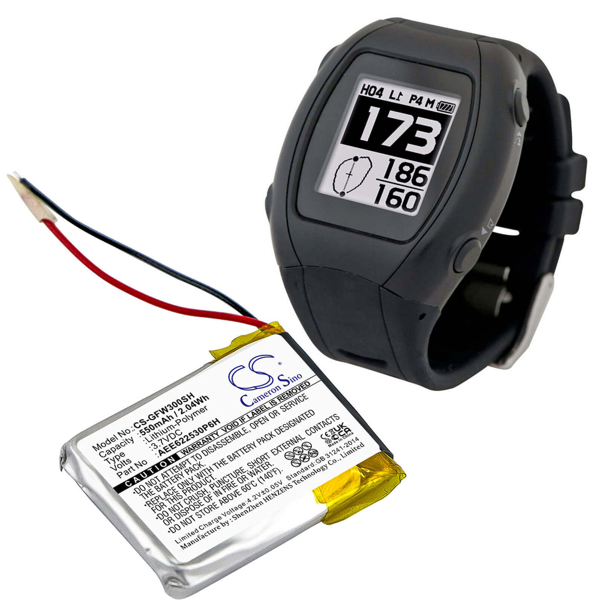 Battery For Golf Buddy, Wt3 Gps Watch 3.7v, 550mah - 2.04wh Smartwatch Cameron Sino Technology Limited   