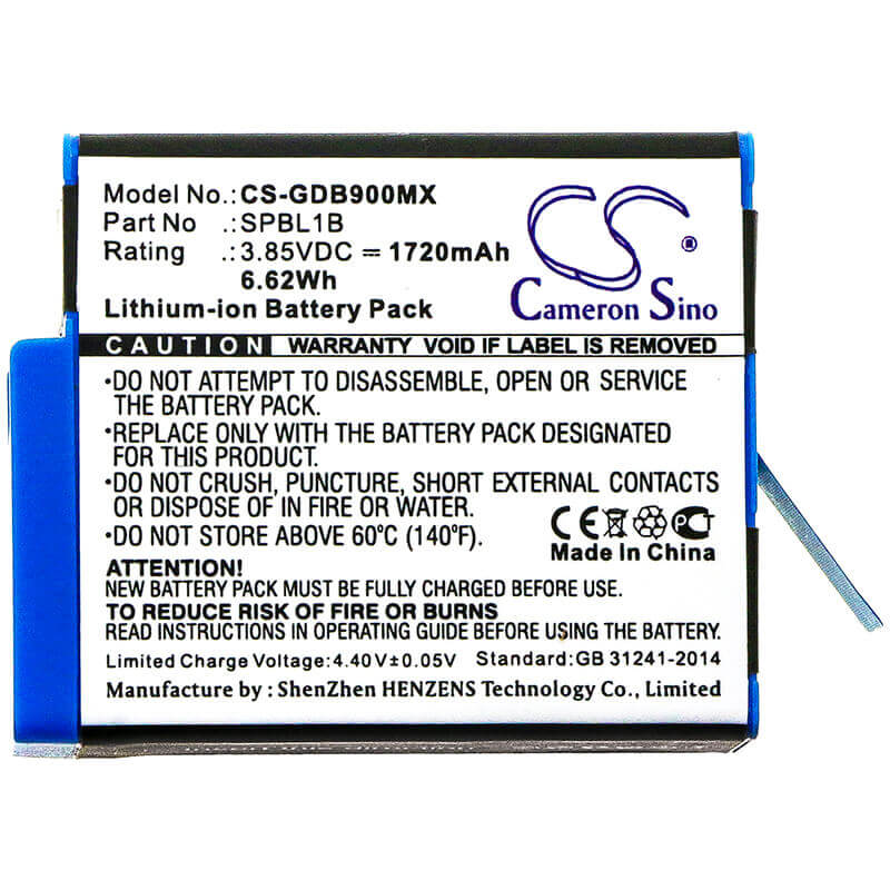 Battery For Gopro, Ahdbt-901, Gopro 9, Hero 9 3.85v, 1720mah - 6.62wh Camera Cameron Sino Technology Limited   