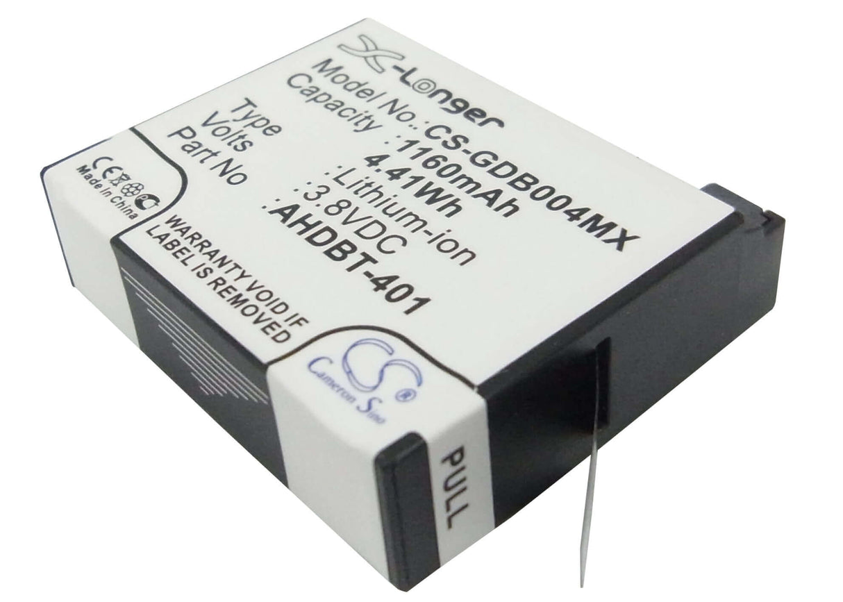 Battery For Gopro Hero 4, Hero 4 3.8v, 1160mah - 4.41wh Camera Cameron Sino Technology Limited   