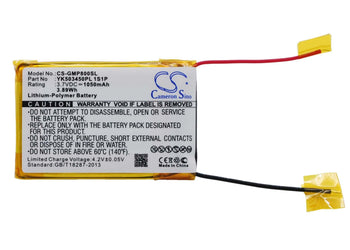 3.7V, Li-Polymer, 1050mAh, Media Player battery fits Grundig, Yk503450pl 1s1p, Mpixx 8000, Mpixx 8400, 3.89Wh