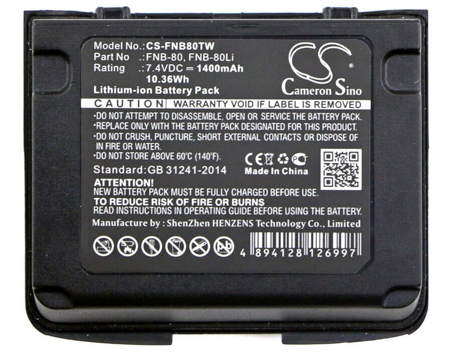 Battery For Horizon Hx470s, Hx471, Hx471s 7.4v, 1400mah - 10.36wh Two-Way Radio Cameron Sino Technology Limited   