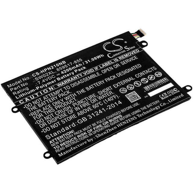 Battery For Hp, 10-p018wm, Notebook X2 7.4v, 4200mah - 31.08wh Notebook, Laptop Cameron Sino Technology Limited   