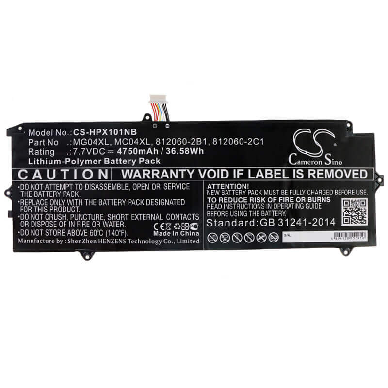 Battery For Hp, Elite X2 1012 G1, Elite X2 1012 G1(l5h05ea), Elite X2 1012 G1(l5h12ea) 7.7v, 4750mah - 36.58wh Notebook, Laptop Cameron Sino Technology Limited   