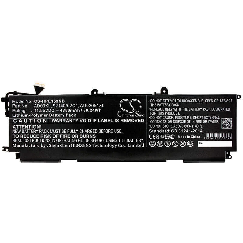 Battery For Hp, Envy 13-ad000, Envy 13-ad001no, Envy 13-ad001tx 11.55v, 4350mah - 50.24wh Notebook, Laptop Cameron Sino Technology Limited   