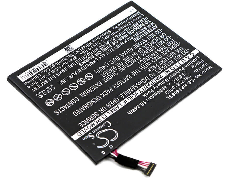 Battery For Hp, I508o, L4a35ut, Pro Tablet 408 G1, T5l65pa 3.8v, 4800mah - 18.24wh Tablet Cameron Sino Technology Limited   