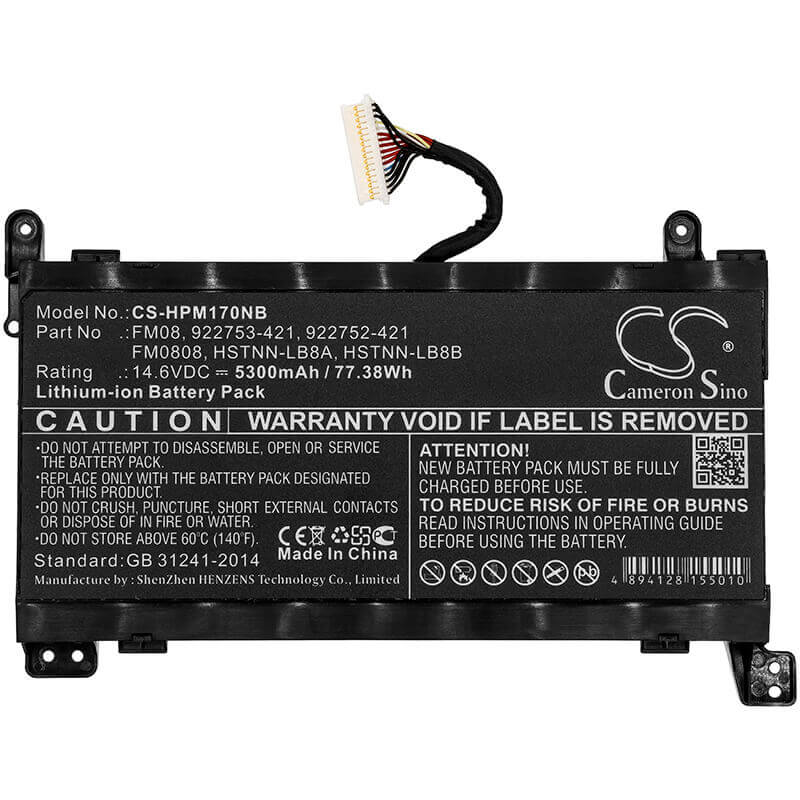 Battery For Hp, Omen 17-an, Omen 17-an003ni, Omen 17-an004no 14.6v, 5300mah - 77.38wh Notebook, Laptop Cameron Sino Technology Limited   