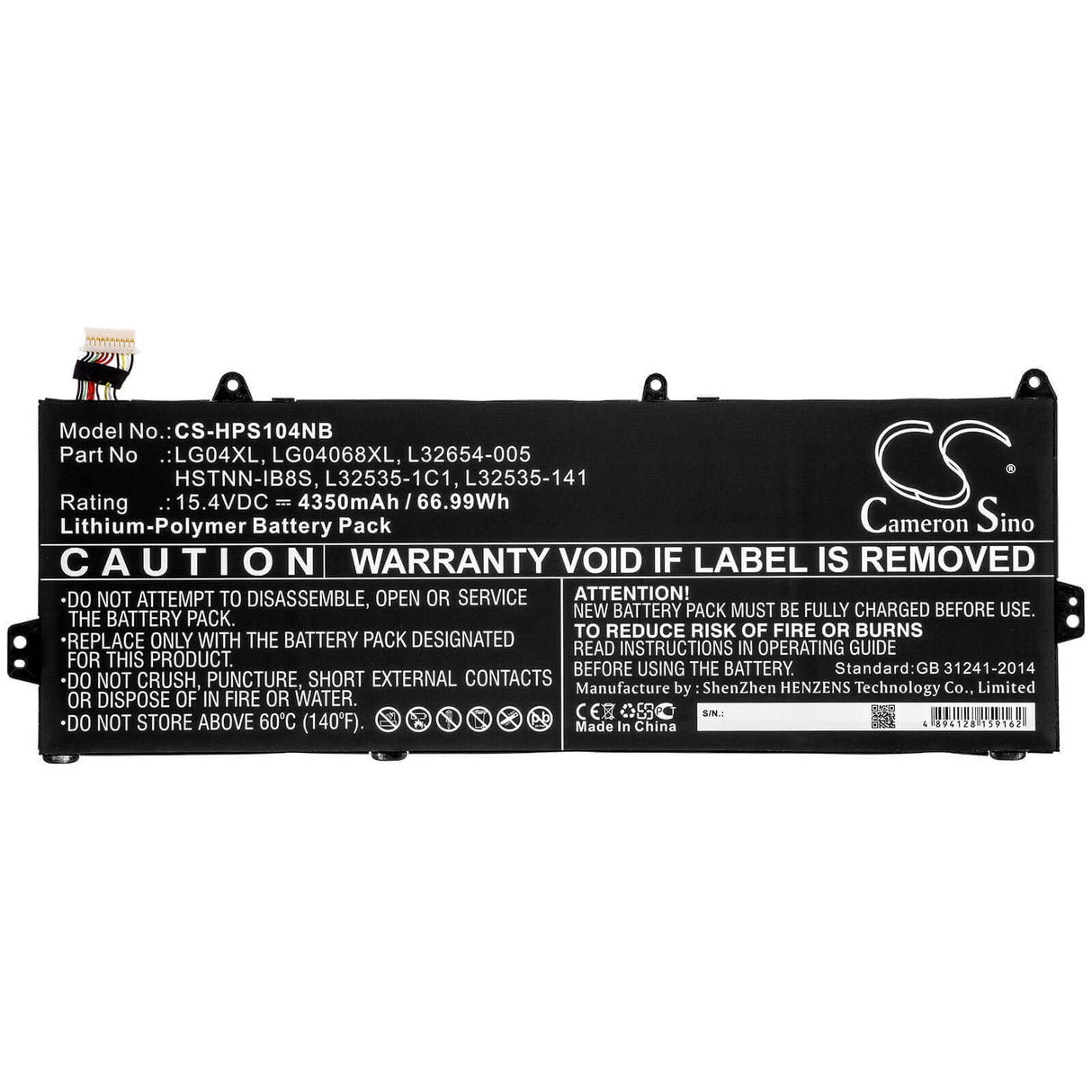 Battery For Hp, Pavilion 15-cs1001la, Pavilion 15-cs1002la, Pavilion 15-cs1004na 15.4v, 4350mah - 66.99wh Notebook, Laptop Cameron Sino Technology Limited   