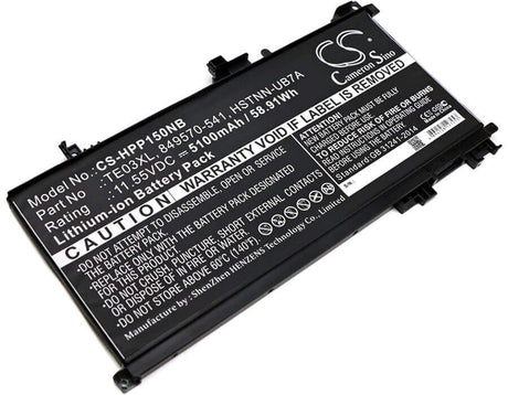 Battery For Hp, Pavilion 15 Uhd, Pavilion 15-bc 11.55v, 5100mah - 58.91wh Notebook, Laptop Cameron Sino Technology Limited   