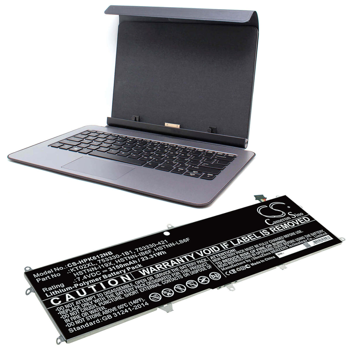 Battery For Hp, Pro, X2, 612 7.4v, 3150mah - 23.31wh Notebook, Laptop Cameron Sino Technology Limited   