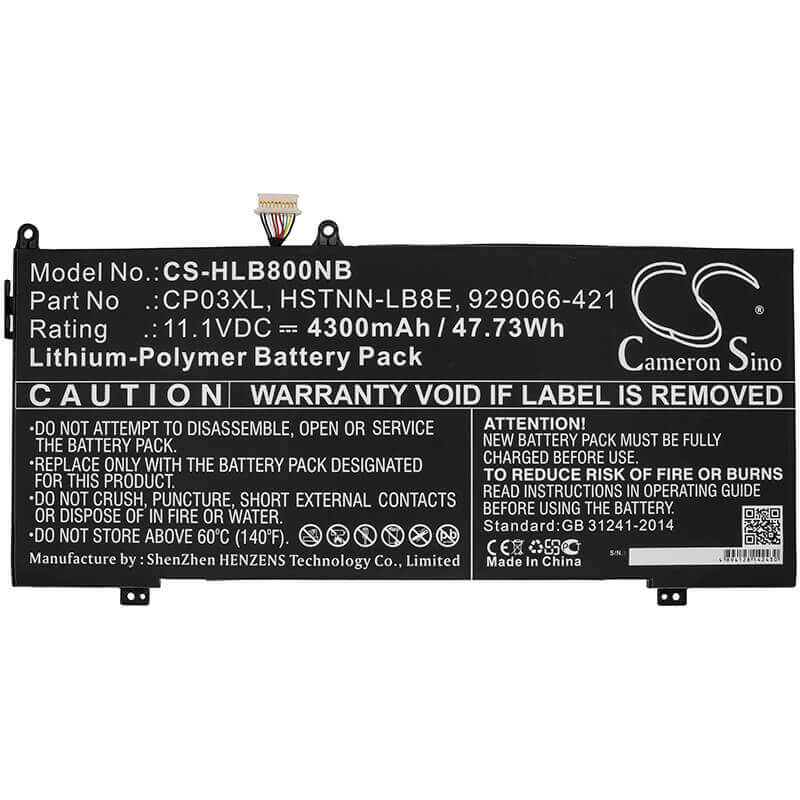 Battery For Hp, Spectre 13-ae006no X360, Spectre X360 13 Convertible 11.1v, 4300mah - 47.73wh Notebook, Laptop Cameron Sino Technology Limited   