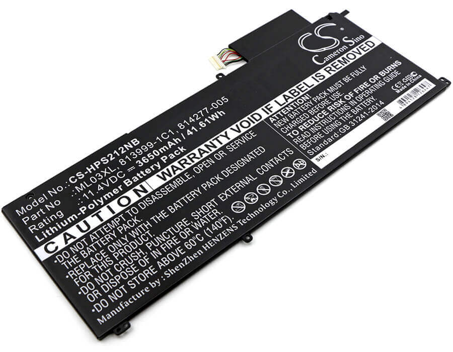 Battery For Hp, Spectre X2 12", Spectre X2 12-a001dx, Spectre X2 Detachable 12 11.4v, 3650mah - 41.61wh Notebook, Laptop Cameron Sino Technology Limited   