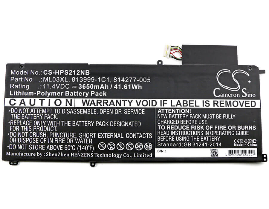 Battery For Hp, Spectre X2 12", Spectre X2 12-a001dx, Spectre X2 Detachable 12 11.4v, 3650mah - 41.61wh Notebook, Laptop Cameron Sino Technology Limited   