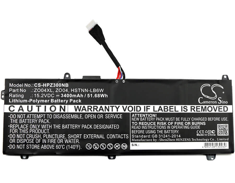 Battery For Hp, Zbook Studio G3 15.2v, 3400mah - 51.68wh Notebook, Laptop Cameron Sino Technology Limited   