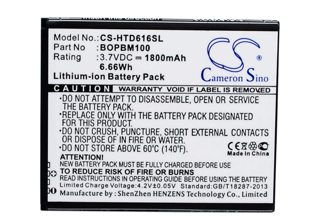 Battery For Htc Desire 616, Desire 616 Dual Sim, Desire D616w 3.7v, 1800mah - 6.66wh Batteries for Electronics Cameron Sino Technology Limited   