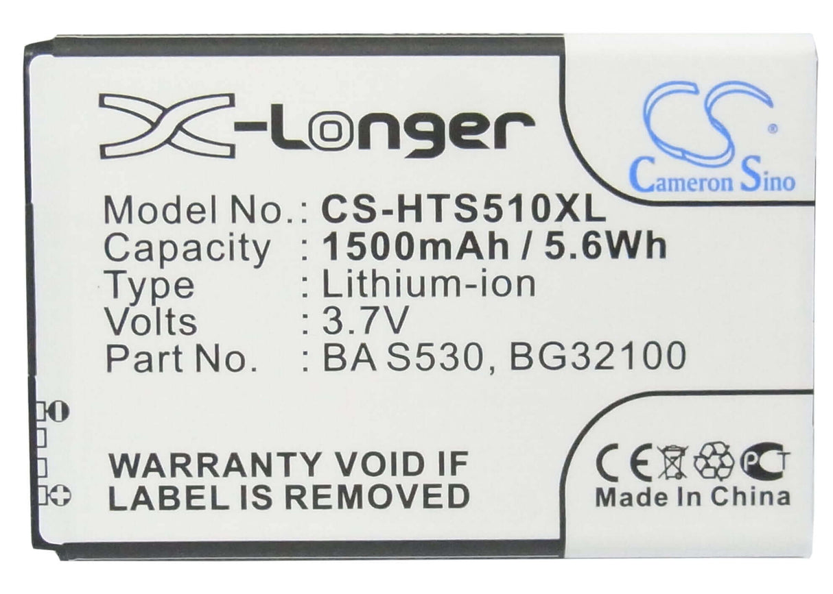 Battery For Htc Desire S, S510e, Saga 3.7v, 1500mah - 5.55wh Mobile, SmartPhone Cameron Sino Technology Limited   