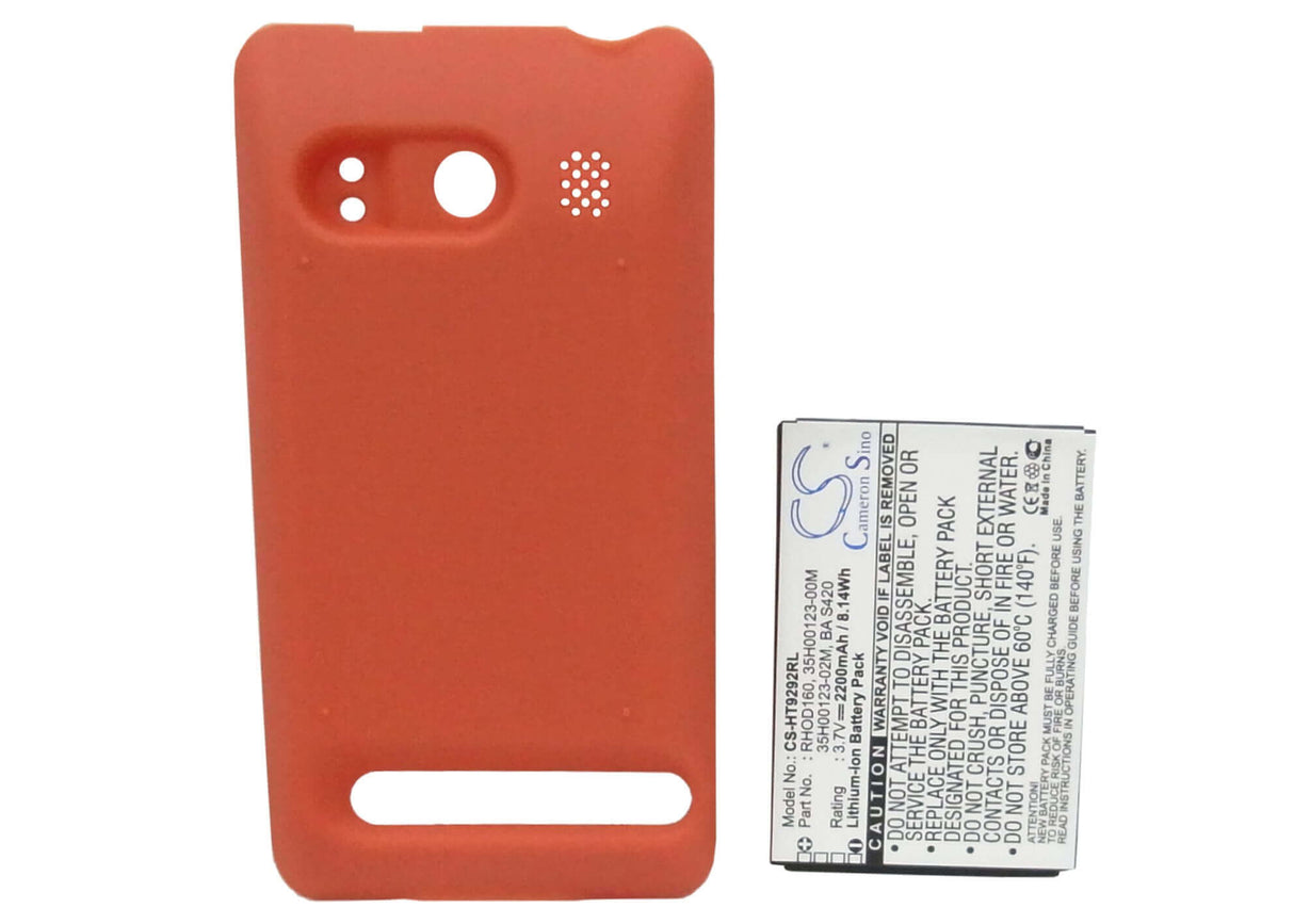 Battery For Htc Evo 4g, A9292, Supersonic, Red Back Cover 3.7v, 2200mah - 8.14wh Batteries for Electronics Cameron Sino Technology Limited   