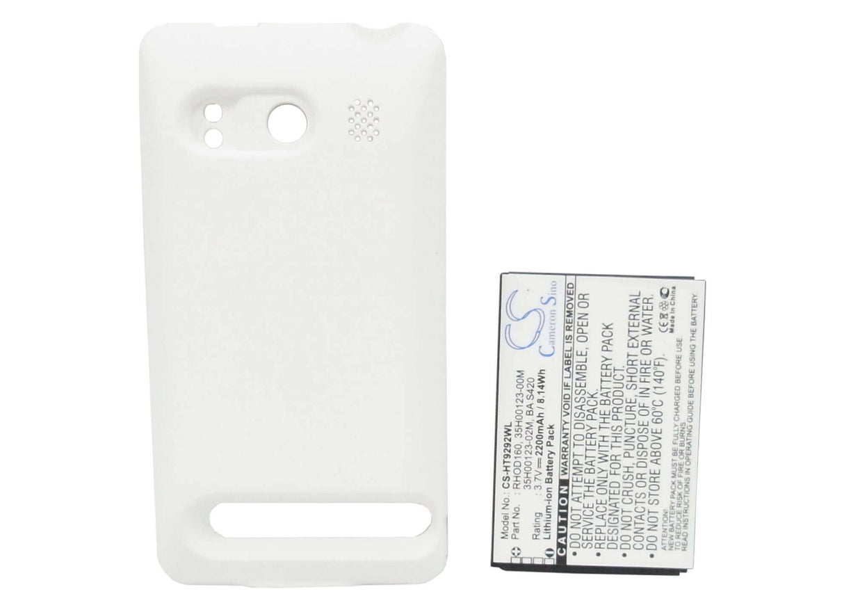 Battery For Htc Evo 4g, A9292, Supersonic, White Back Cover 3.7v, 2200mah - 8.14wh Batteries for Electronics Cameron Sino Technology Limited (Suspended)   