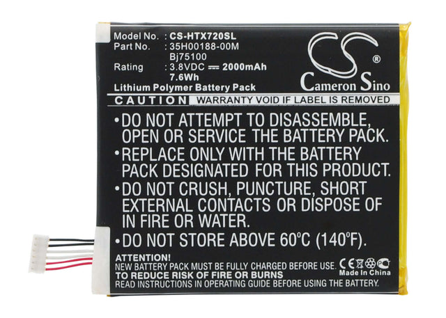 Battery For Htc Evo 4g Lte, Evo One, One Xc 3.8v, 2000mah - 7.60wh Batteries for Electronics Cameron Sino Technology Limited   