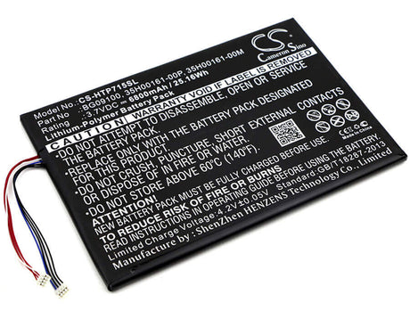 Battery For Htc Jetstream, Puccini, P715a 3.7v, 7300mah - 27.01wh Tablet Cameron Sino Technology Limited   