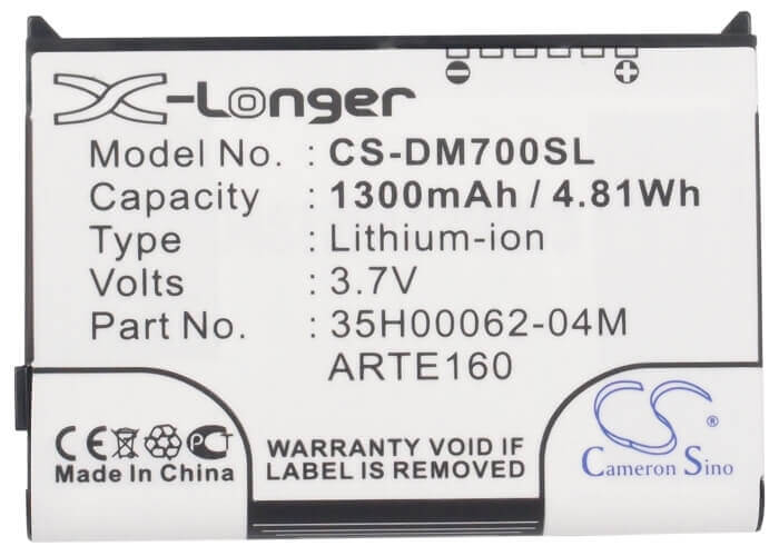 Battery For Htc P3300, P3350, Artemis 3.7v, 1300mah - 4.81wh Batteries for Electronics Cameron Sino Technology Limited (Suspended)   