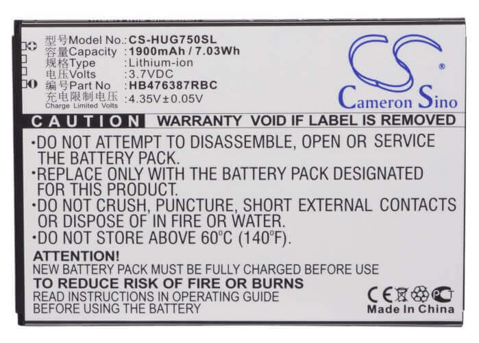 Battery For Huawei Ascend G750, Ascend G750-t00, Glory 4 3.7v, 1900mah - 7.03wh Batteries for Electronics Cameron Sino Technology Limited   