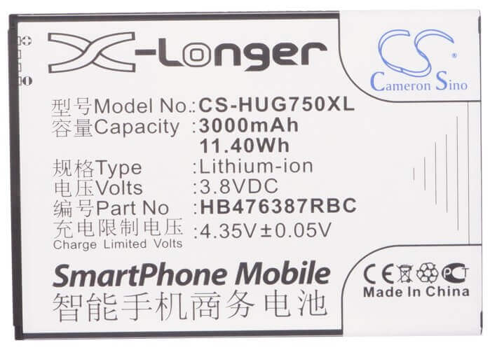 Battery For Huawei Ascend G750, Ascend G750-t00, Glory 4 3.8v, 3000mah - 11.40wh Batteries for Electronics Cameron Sino Technology Limited   