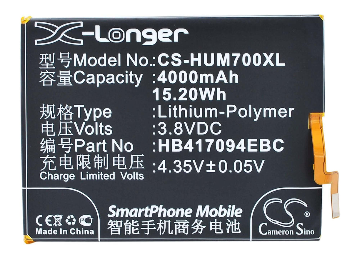 Battery For Huawei Ascend Mate 7, Mt7-tl00, Mt7-tl10 3.8v, 4000mah - 15.20wh Batteries for Electronics Cameron Sino Technology Limited   