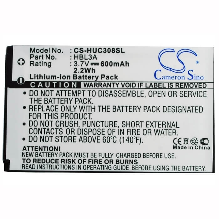 Battery For Huawei C3308, C2801, C2807 3.7v, 600mah - 2.22wh Batteries for Electronics Cameron Sino Technology Limited (Suspended)   