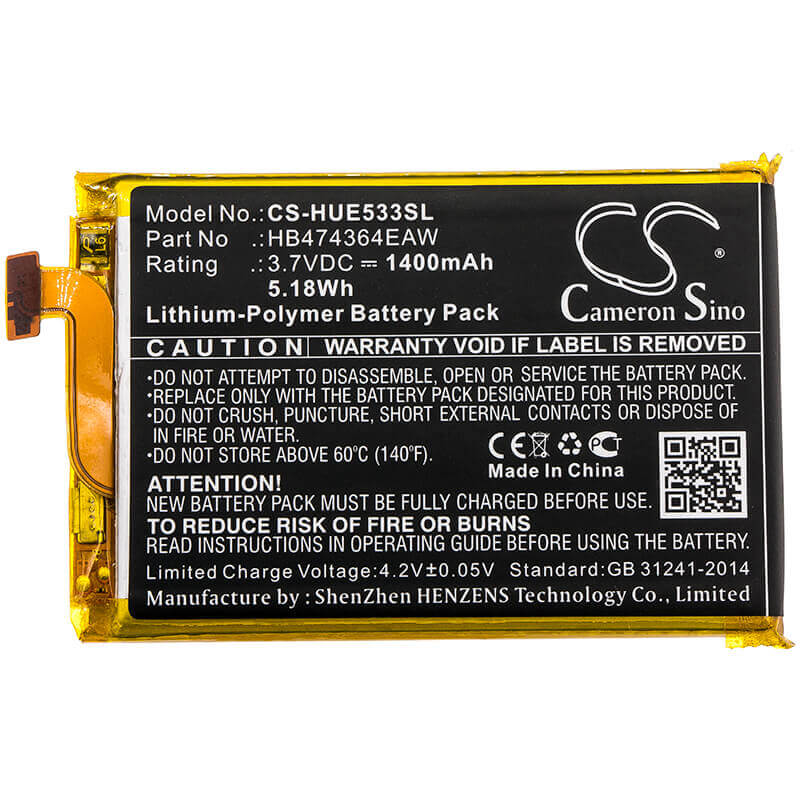 Battery For Huawei, E5338, E5338-bk, 3.7v, 1400mah - 5.18wh Hotspot Cameron Sino Technology Limited   